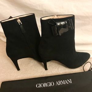 Giorgio Armani Black Suede Leather Booties