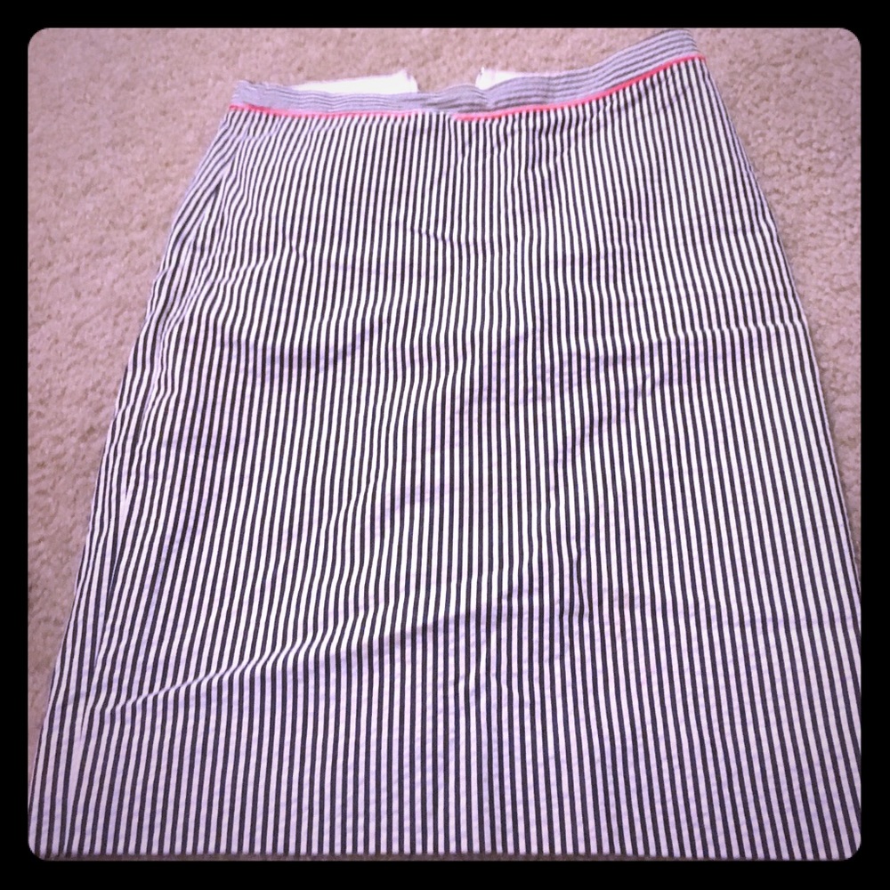J crew pencil skirt knee length stripe
