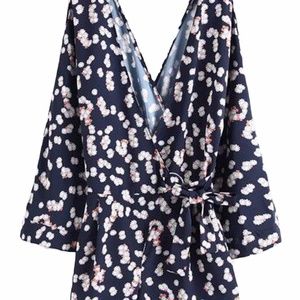 Goodnight Macaroon Navy Floral Romper