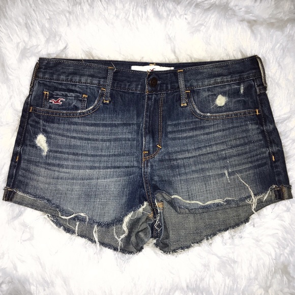 Hollister Pants - Dark Wash Frayed Hollister High Waisted shorts