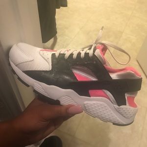 Pink and white huraches