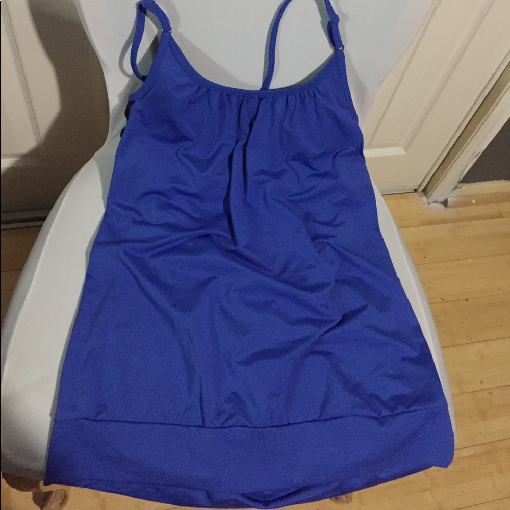 Royal blue cute cross hatched sports bra tank top