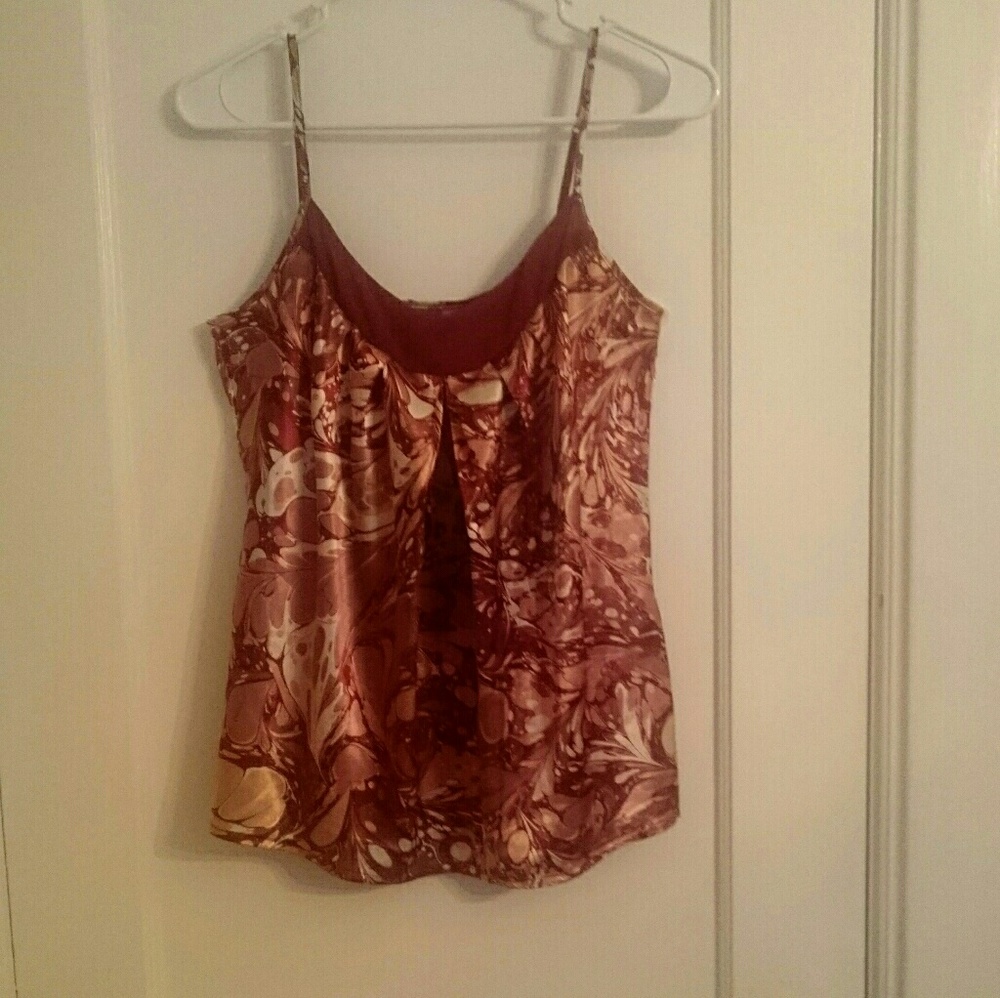 New York and Company Silky Maroon Patterned Top