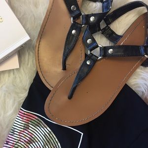 Black leather sandals