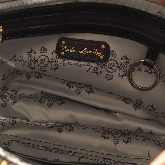 Kate Landry Green Brown Circles Canvas Handbag - Picture 5 of 8