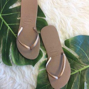 Bronze havaianas rubber flip flops (slender cut)