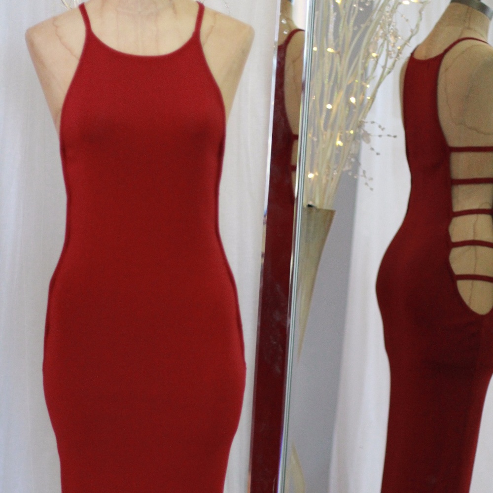 Wine cut out dress
