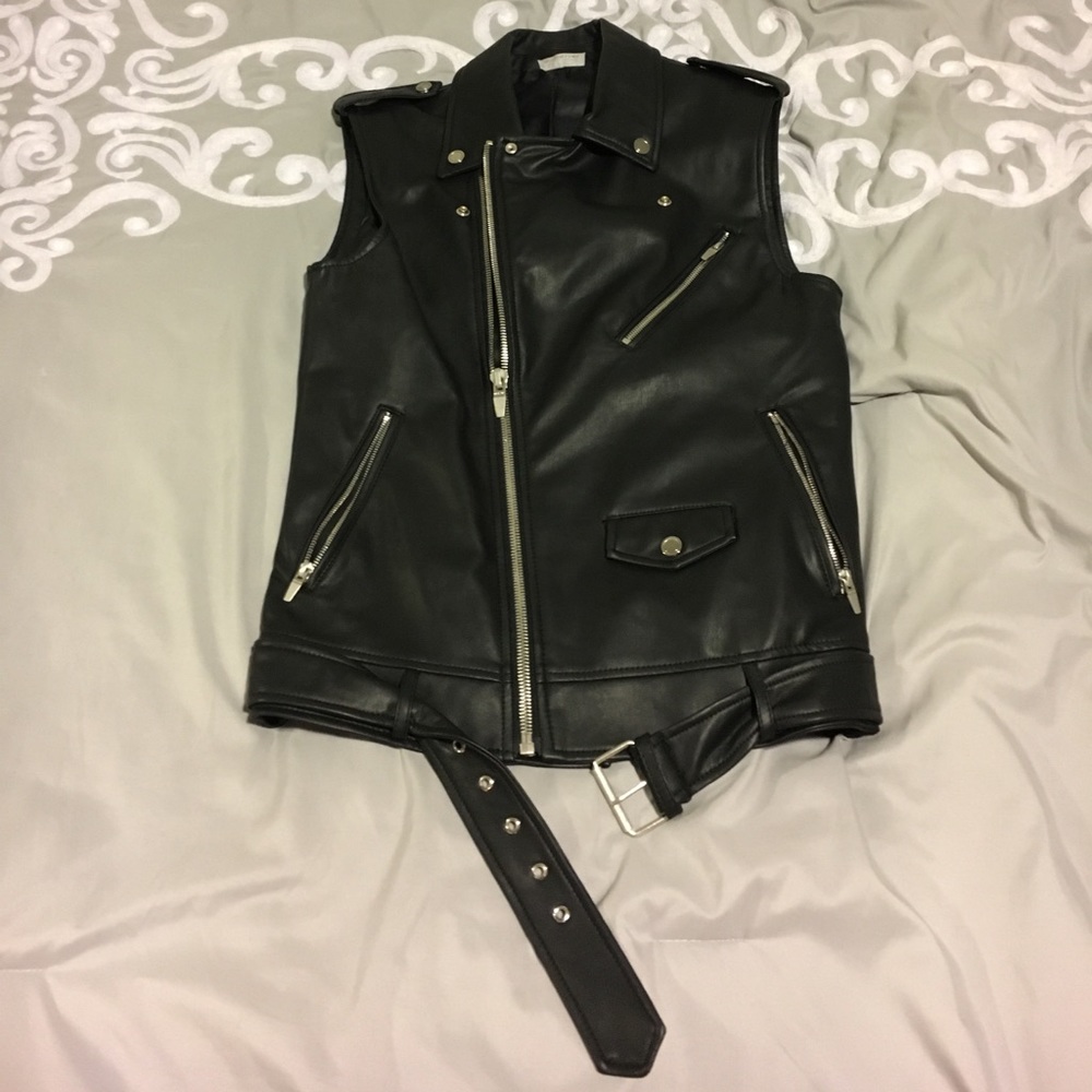 Zara faux leather motto vest