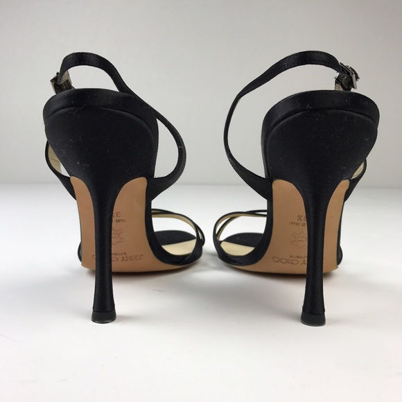 Black satin Jimmy Choo slingback sandals - Picture 4 of 8