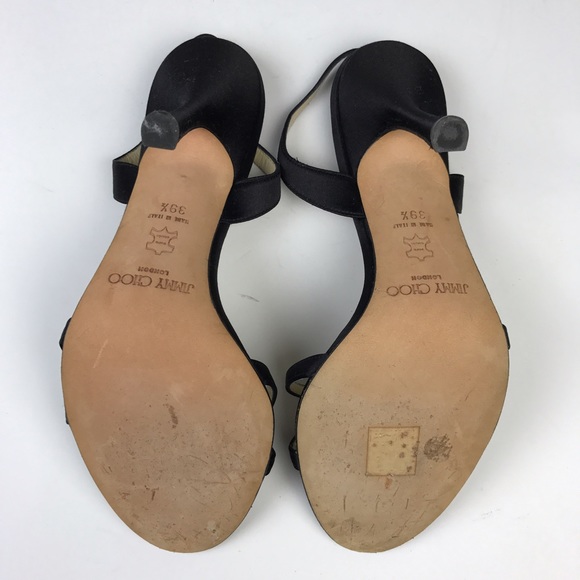 Black satin Jimmy Choo slingback sandals - Picture 5 of 8