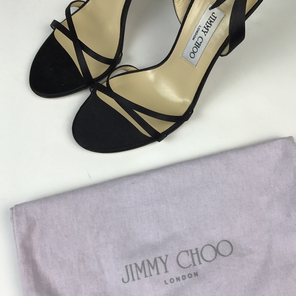 Black satin Jimmy Choo slingback sandals - Picture 6 of 8