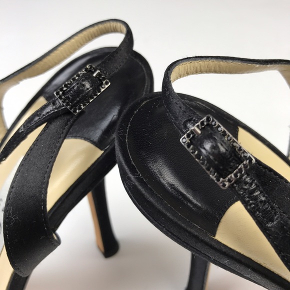 Black satin Jimmy Choo slingback sandals - Picture 7 of 8