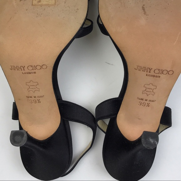 Black satin Jimmy Choo slingback sandals - Picture 8 of 8