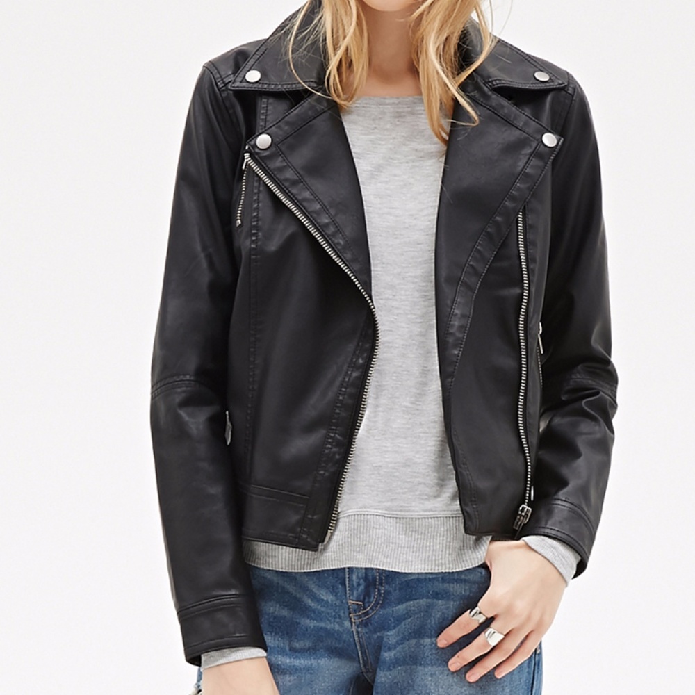 Forever 21 Black Leather Moto Jacket