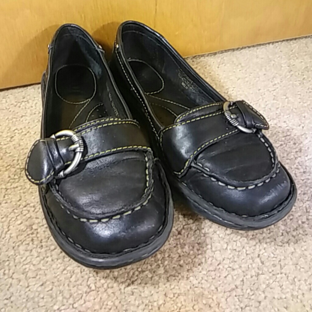 BORN Black Leather Loafer Flat Shoes Sz 6.5
