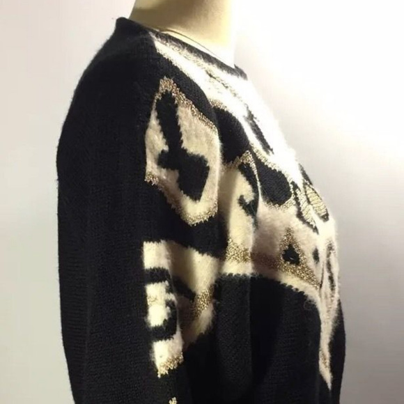 Vintage Sweater Chrysantheme Butterfly 80's Glam - Picture 2 of 5