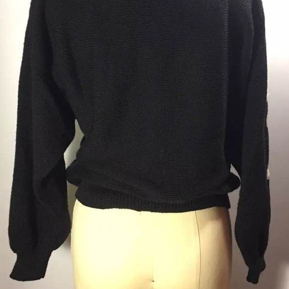 Vintage Sweater Chrysantheme Butterfly 80's Glam - Picture 3 of 5