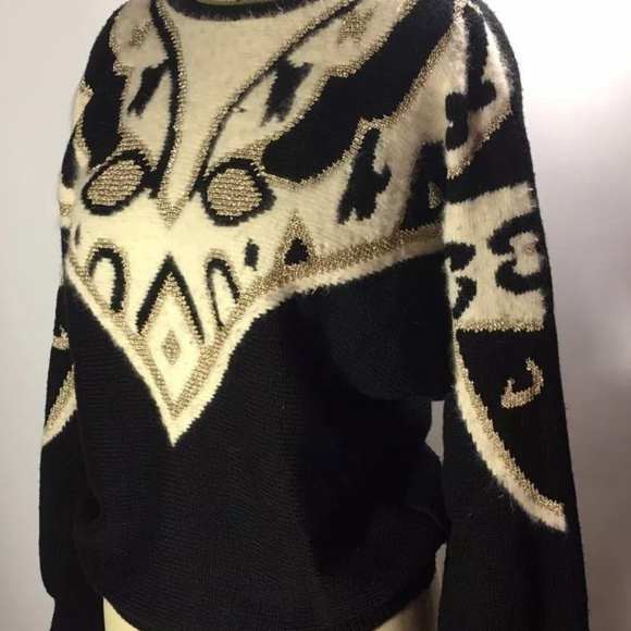 Vintage Sweater Chrysantheme Butterfly 80's Glam - Picture 5 of 5