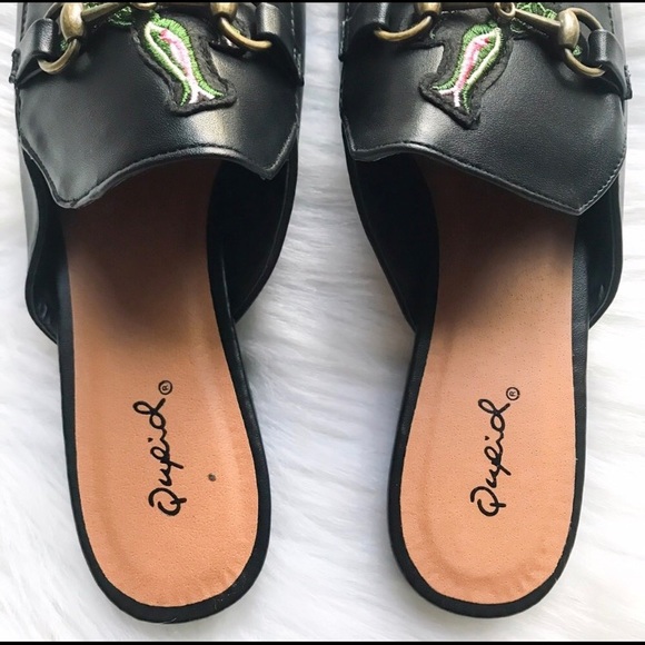 Embroidered Rose Loafers Mules Slides Flat - Picture 5 of 8