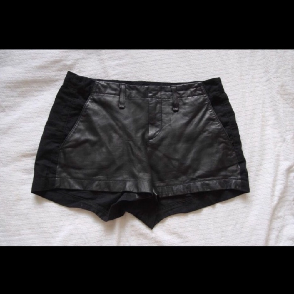 RAG & BONE | Black Portobello Lamb Leather Shorts