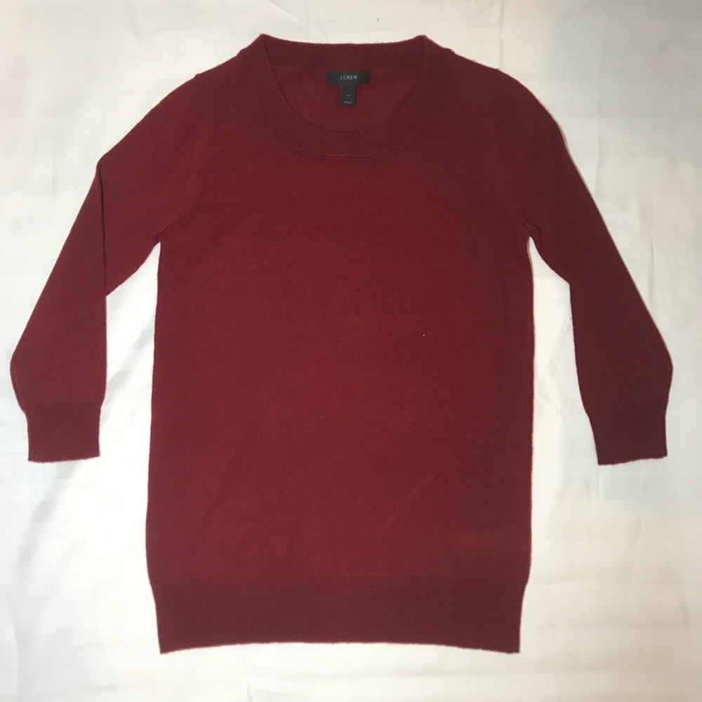 J Crew red mid sleeve shirt