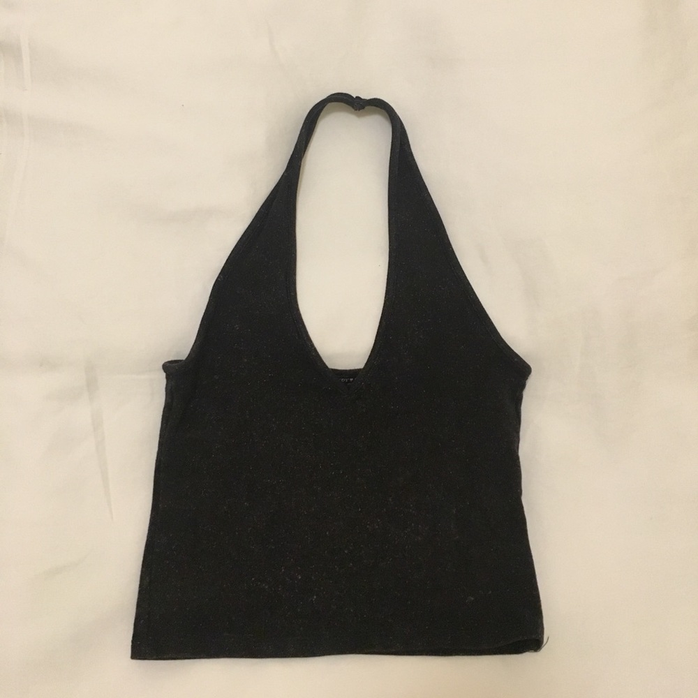 Dark Grey Halter Crop Top