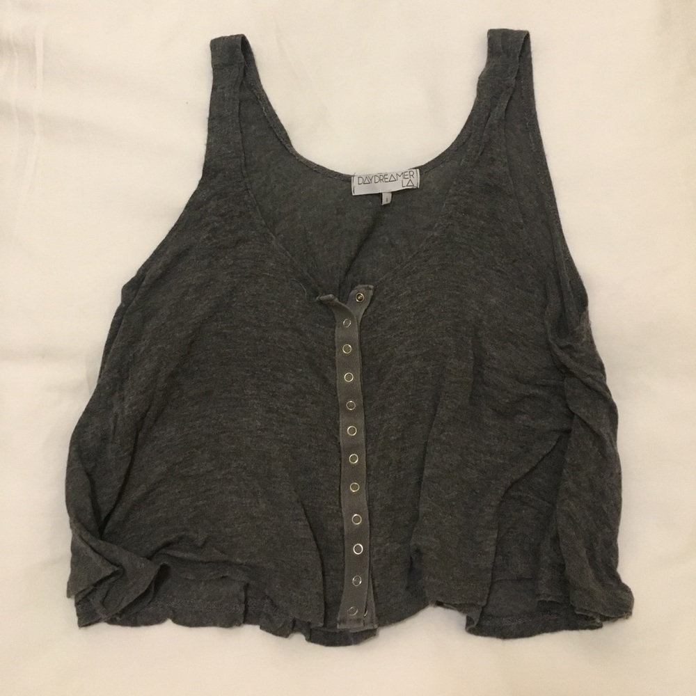 Gray Snap Crop Top