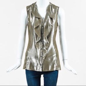 10 Crosby Derek Lam Metallic Ruffle Blouse