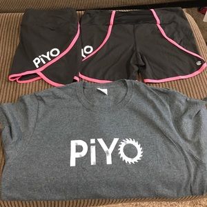 Beachbody Piyo shorts and tshirt.