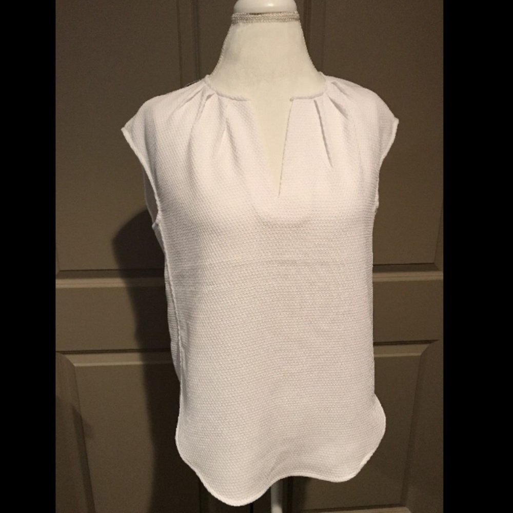 NWT J. CREW Style C7589 White Cap Sleeve Honeycomb