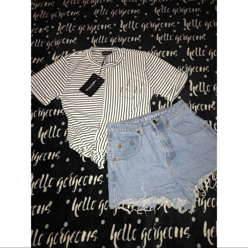 BRAND NEW Asymmetrical Stripe Top