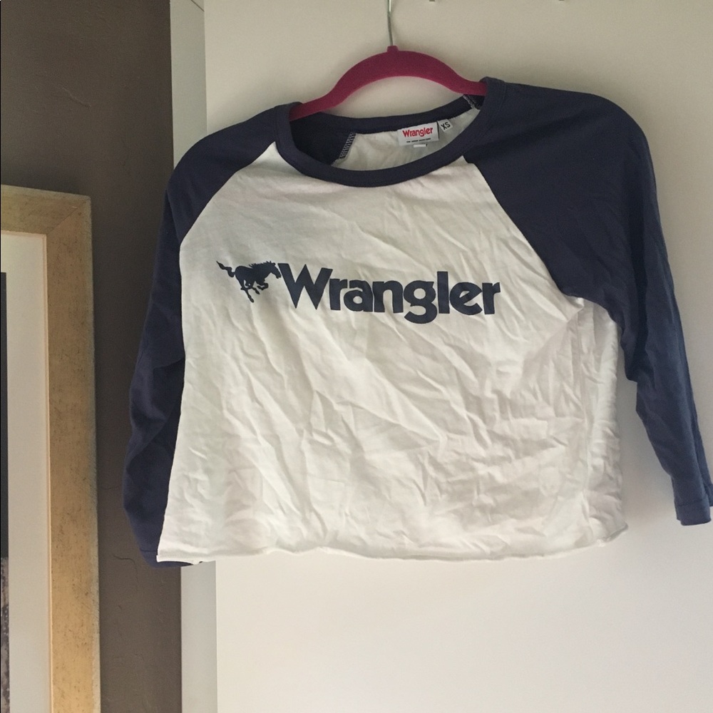 Blue Wrangler baseball tee