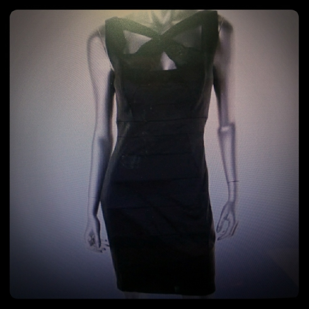 NWT JAX Black satin cut-out dress