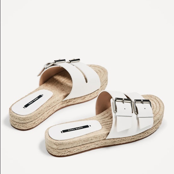 Zara white buckled leather slides - Picture 3 of 6