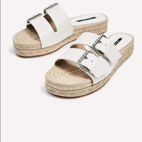 Zara white buckled leather slides - Picture 4 of 6