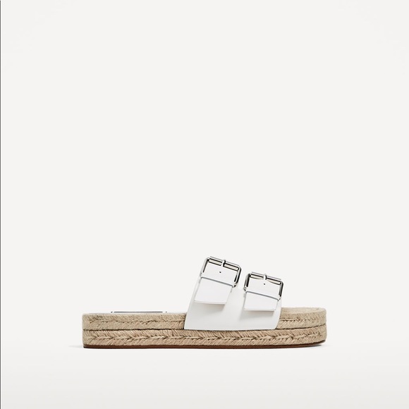 Zara white buckled leather slides - Picture 5 of 6