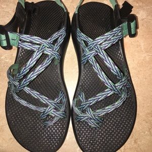 Purple and Blue Chacos