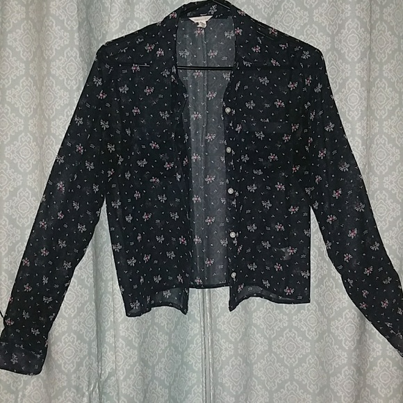See through blue Small button down shirt - Picture 1 of 5