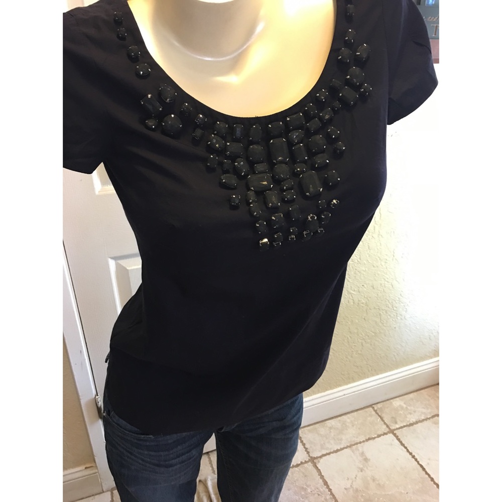 Beautiful Navy J Crew jeweled  blouse. 0
