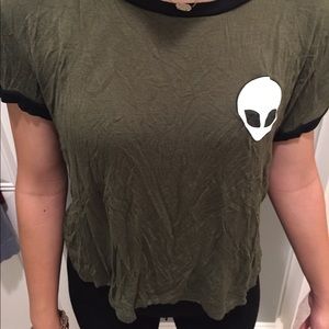 Green t shirt with alien head