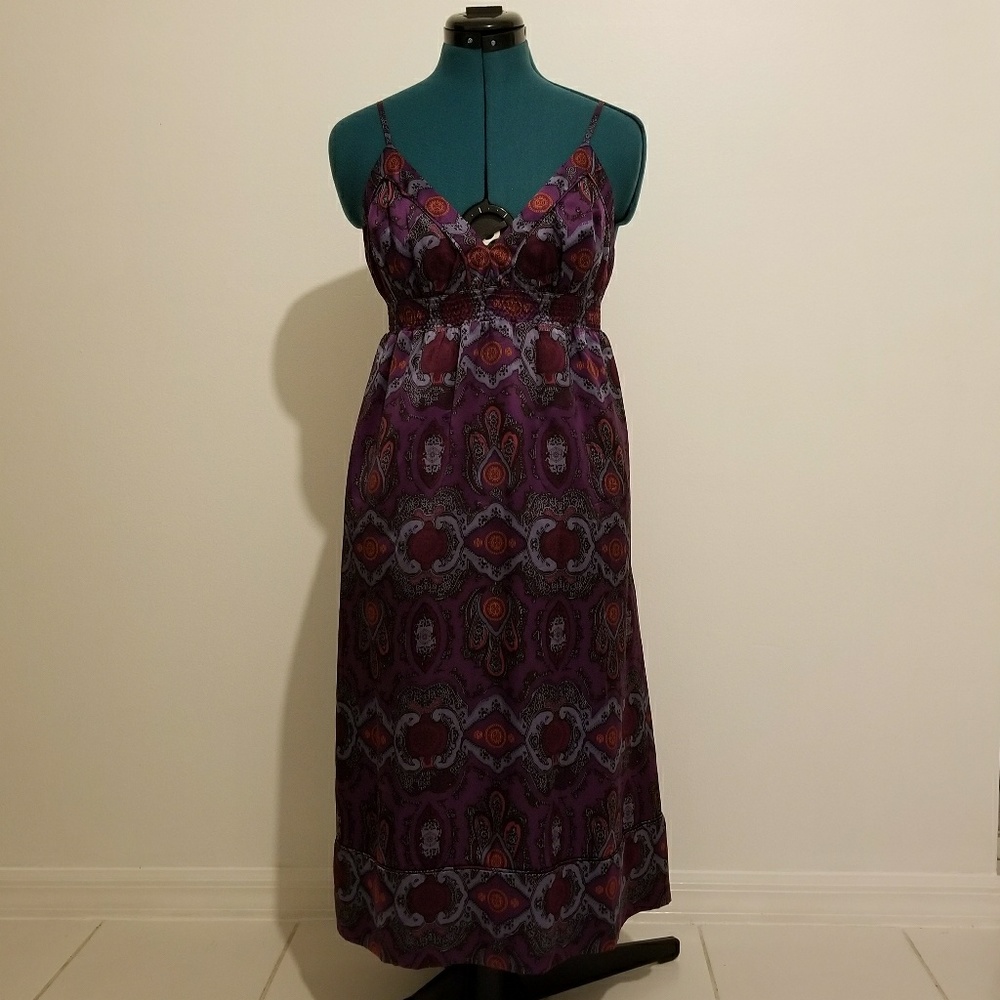 Purple Print Banana Republic Spaghetti Strap Dress