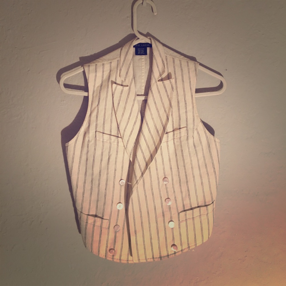 Ralph Lauren Ivory Pinstriped linen vest - Picture 1 of 5