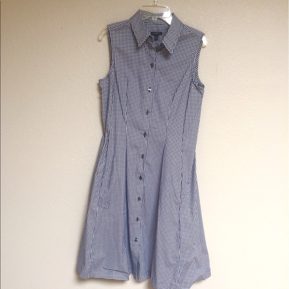Talbots sleeveless check shirt dress 4P
