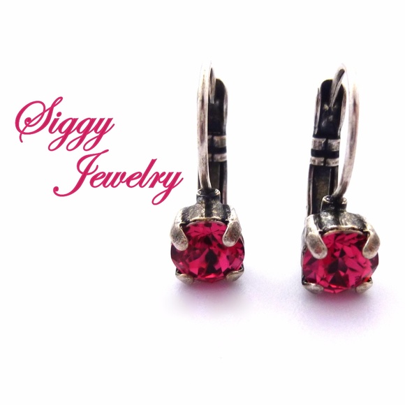 Siggy Jewelry Jewelry - Swarovski Crystal Indian Pink 6mm Drops Earrings