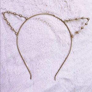 Catty kitten ears headband hairband metal goldtone