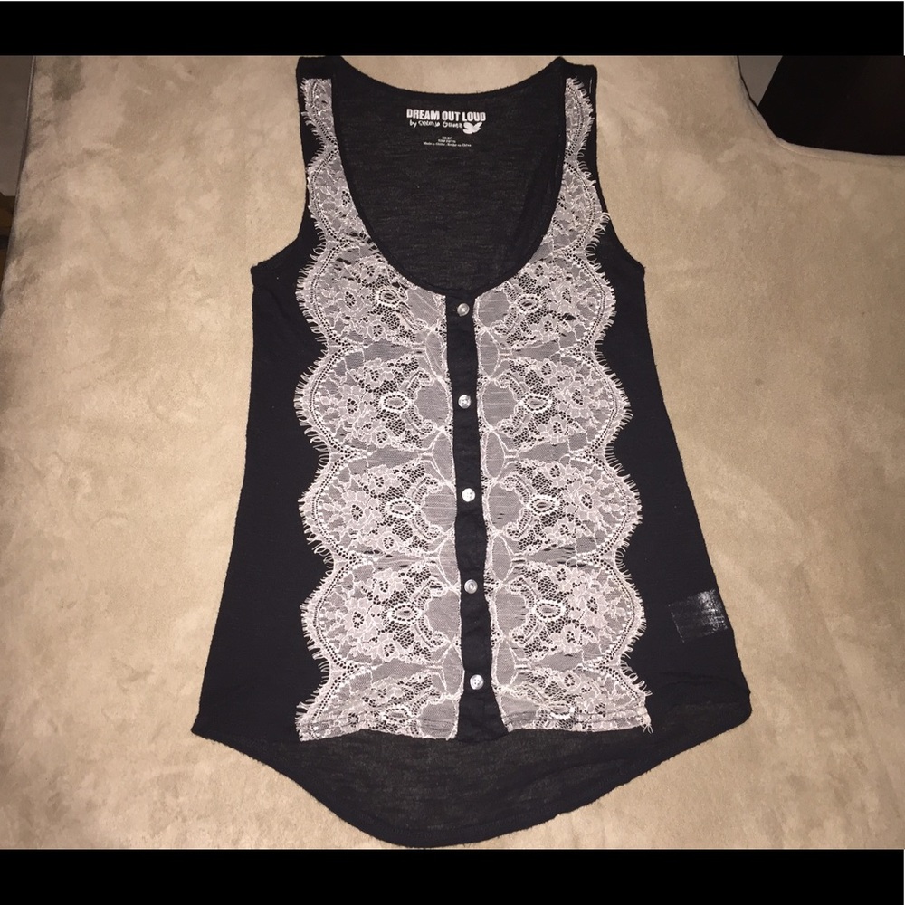 White Lace Button Sleeveless Shirt