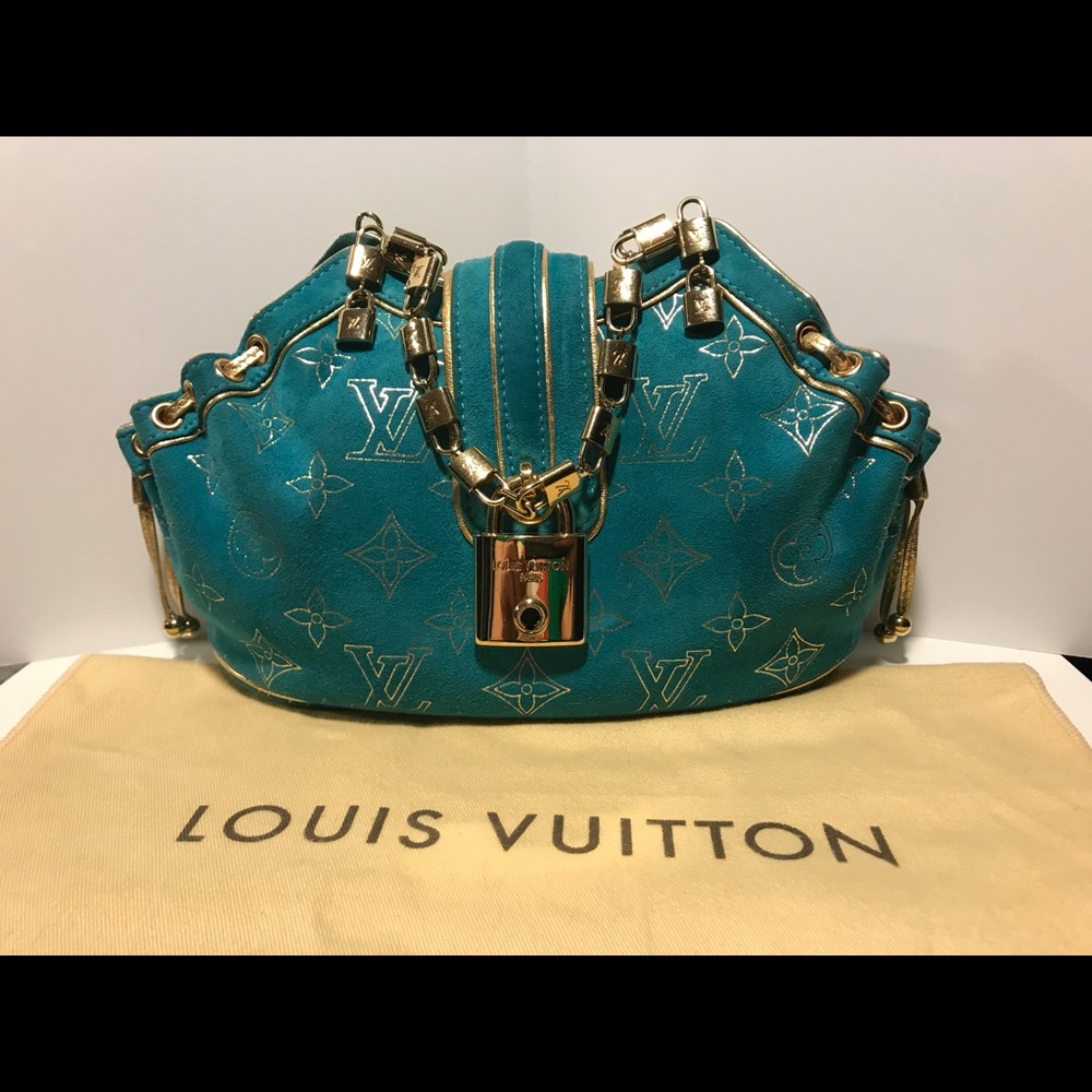 Louis Vuitton Turquoise Monogram Suede Theda Pm