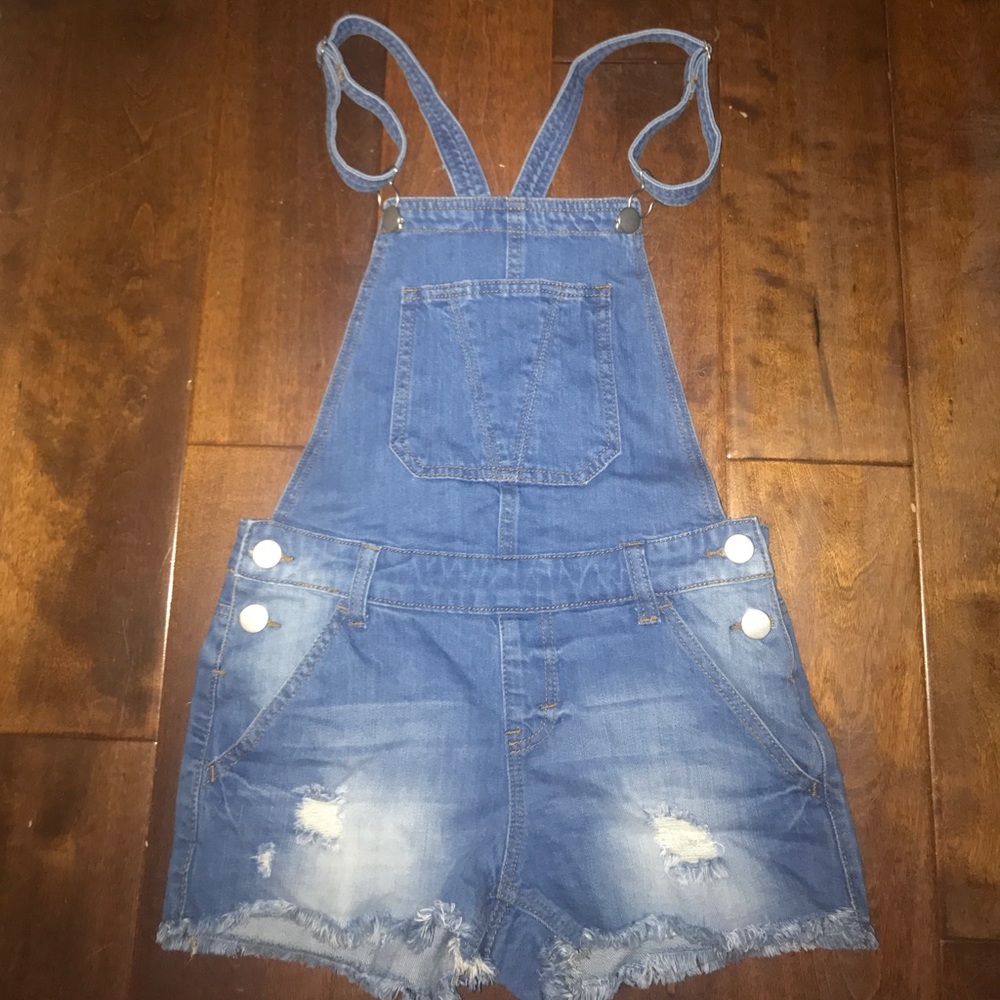 Distressed Overall Shorts