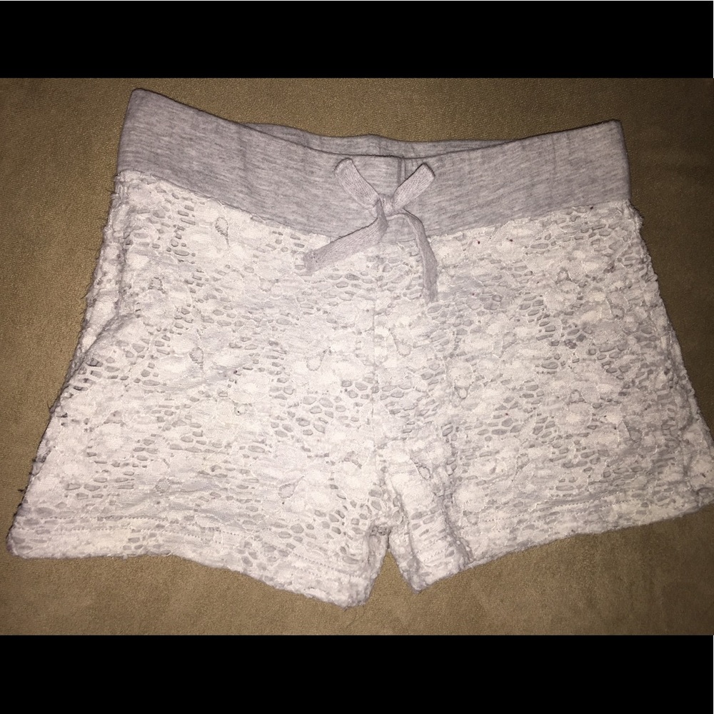White Lace Tie Up Shorts