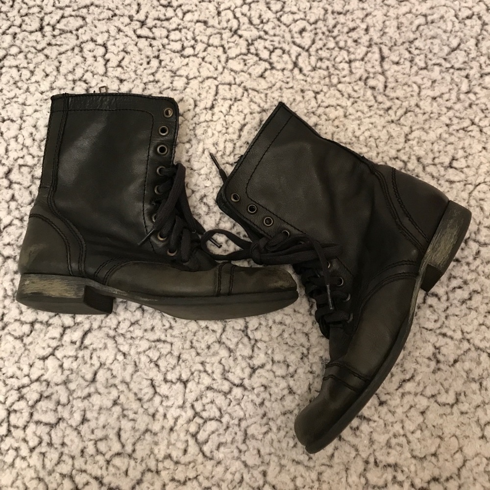 Distressed lace up boots